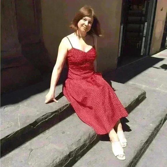 Rebecca Taylor blurry heart silk midi dress in red - Picture 13 of 13